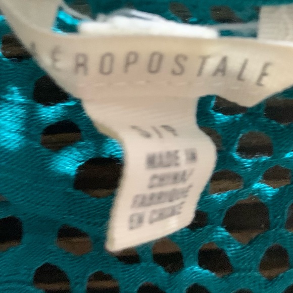 Aeropostale Turquoise Tank Top See Through Size SP Lacy Tank Top Stretchable - Picture 3 of 4